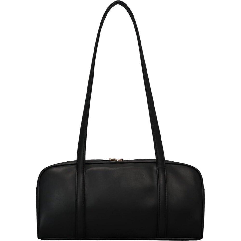 Women's Black Vegan Leather Ladies Clutch Retro Tote Handbags Bag - Picture 1 of 7